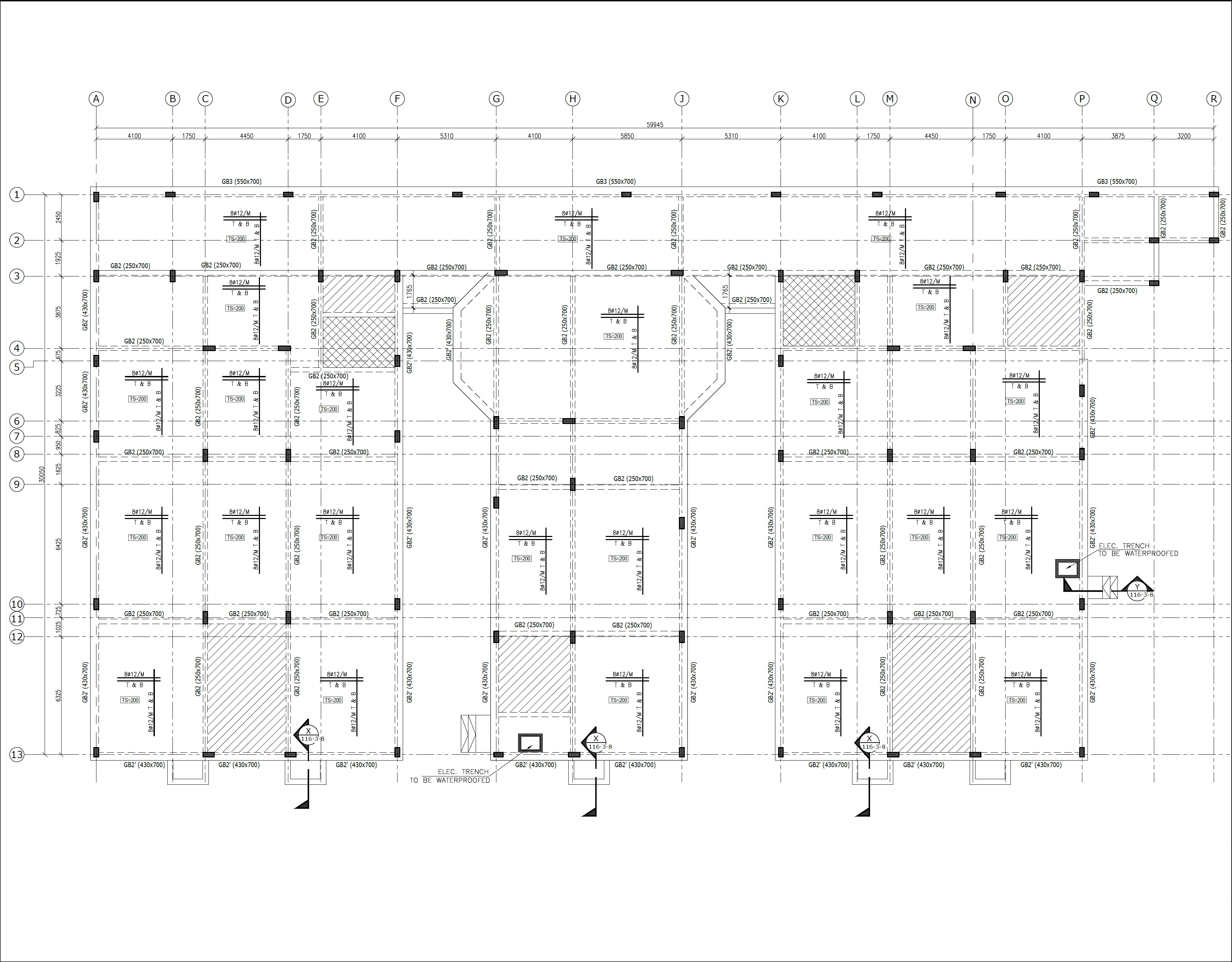 EPTM LTD structural engineering design for ground-floor slab, ground beams, reinforcement and waterproofed electrical-trench interfaces